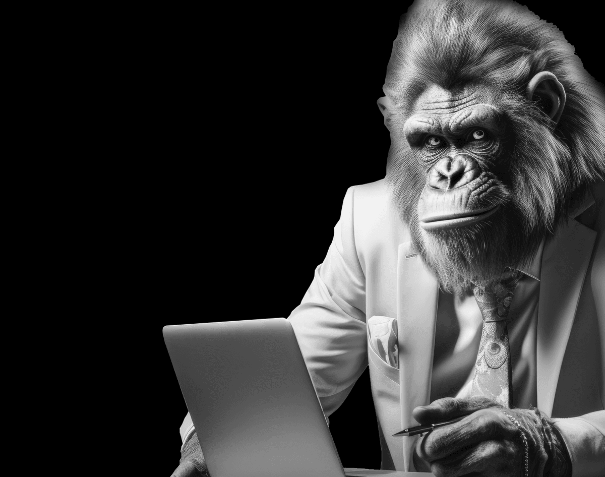 Ape with notebook